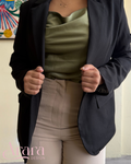 Blazer Negro Forrado con Rayas