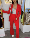 Conjunto Rojo Blazer con Pedrería y Pantalón